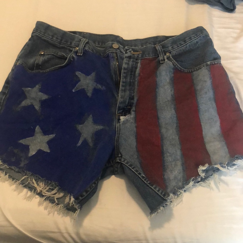 american flag custom cutoff denim shorts